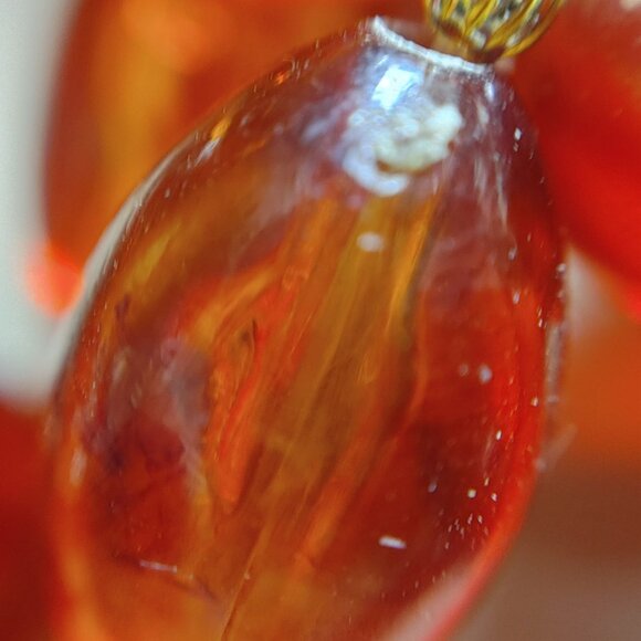 Hobe Necklace Vintage Brown Red Ambar Lucite Bead Gold Tone Accents 54 Inches - Picture 3 of 16